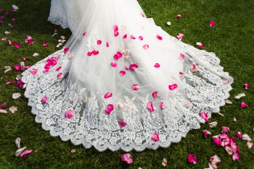 Rose Petals on Gown 